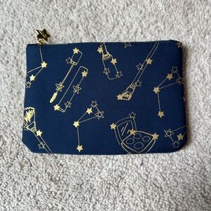 Navy Blue Pouch with Gold Star Pattern